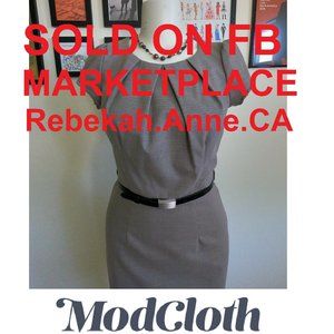 NWOT Pleat Neck Pencil Sheath Work Midi Dress S